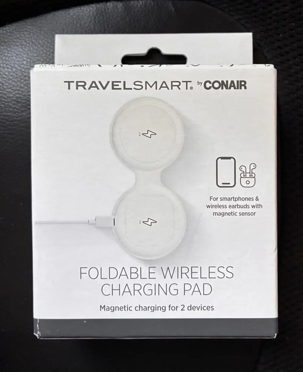 Travel Smart by Conair 15W Magnetic Wireless Charging Pad Foldable White TSPB4